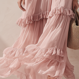 Romantic Blush Tiered Ruffle Maxi Dress