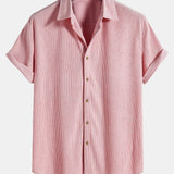 Corduroy Button Short Sleeve Shirt