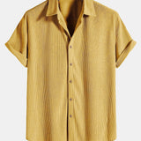 Corduroy Button Short Sleeve Shirt