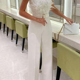 Feather Sexy Off Shoulder Sleeveless Slim Jumpsuit