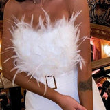 Feather Sexy Off Shoulder Sleeveless Slim Jumpsuit