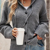 Sarah™ - Grey Plain Hoodie Sweater