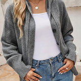 Sarah™ - Grey Plain Hoodie Sweater