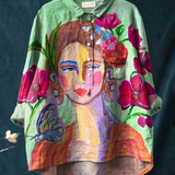 Lily | Oil Painting Women's Portrait Art Printed Women's Casual Shirt