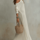 Bohemian One-Shoulder Textured Maxi Dress In Soft Ivory
