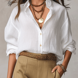 Bohemian Effortless Linen White Blouse