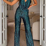 Halter neck sequin party  jumpsuit