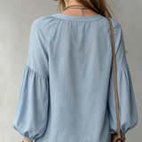 Airy Mist-Blue Bohemian Blouse
