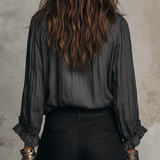 Sheer Ruffle V-Neck Bohemian Blouse