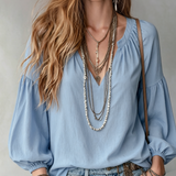 Airy Mist-Blue Bohemian Blouse