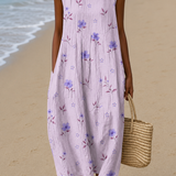 Faith - Women's Sleeveless Printed Beach Midi Dress Loose