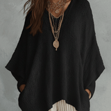 Effortless Neutral Bohemian Pullover Knit Top