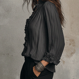 Sheer Ruffle V-Neck Bohemian Blouse