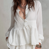 Soft Textured Smocked Waist Blouse