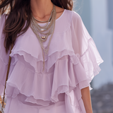 Romantic Light Purple Chiffon Ruffled Top