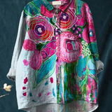 Ella | Vintage Lovely Floral Art Print Casual Shirt