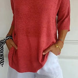 Mia™ - Cozy Top with Knitted V-Neck