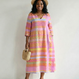 Tessa | Easy Drape Stripe Midi Dress