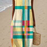 Samantha - Women's Sleeveless Printed Midi Casual Dress