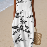 Layla - Women's Sleeveless Printed Beach Midi Dress Loose
