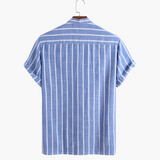 Lorenzo De Luca | Coastal Stripe Mandarin Shirt with Lightweight Comfort For Men
