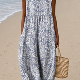 Leah - Women's Sleeveless Printed Beach Midi Dress Loose