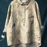 Alice | Boughs And Robin Birds Pattern Printed Women's Casual Shirt