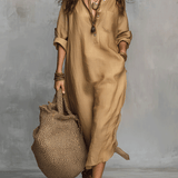 Bohemian Charm Casual Buttoned Dress