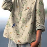 Alice | Boughs And Robin Birds Pattern Printed Women's Casual Shirt