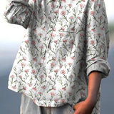 Ruby | Pink Spring Floral Repeat Pattern Printed Women's Casual Shirt