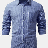 Striped Button-Up Seersucker Shirt