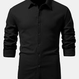 Ribbed Long Sleeve Muscle-Fit Button-Up Shirt