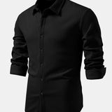 Ribbed Long Sleeve Muscle-Fit Button-Up Shirt