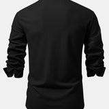 Ribbed Long Sleeve Muscle-Fit Button-Up Shirt