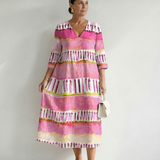 Calla | Easy Flow Patterned Stripe Midi Dress