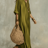 Olive Green Relaxed Bohemian Maxi Dress