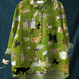 Bonnie | Women's Cute Dog Art Print Casual Shirt