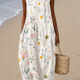 Hailey - Women's Sleeveless Printed Midi Casual Dress