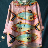 Eliza | Women's Vintage Fish Art Print Casual Shirt