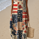 Nicole - Women's Sleeveless Printed Midi Casual Dress