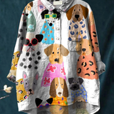 Lucy | Women's Colourful Fun Cartoon Puppy Print Casual Shirt