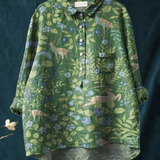 Georgia | Women's Vintage Floral Animals Art Print Casual Shirt