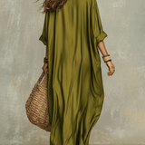 Olive Green Relaxed Bohemian Maxi Dress