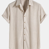 Corduroy Button Short Sleeve Shirt