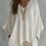 Effortless Neutral Bohemian Pullover Knit Top