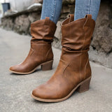 Claudia - Trendy Western Half-High Boots for a Stylish Look
