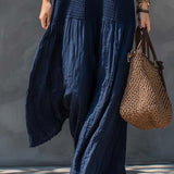Bohemian Patchwork Cotton Linen Maxi Dress
