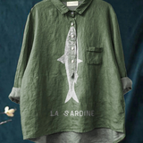 Sophie | Sardine Fish Graphic Printed Women's Casual Shirt