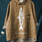 Sophie | Sardine Fish Graphic Printed Women's Casual Shirt