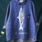 Sophie | Sardine Fish Graphic Printed Women's Casual Shirt